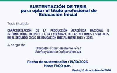 EESPP CREA ANUNCIA SUSTENTACIÓN DE TESIS SOBRE LA ENSEÑANZA DE NOCIONES ESPACIALES EN EDUCACIÓN INICIA